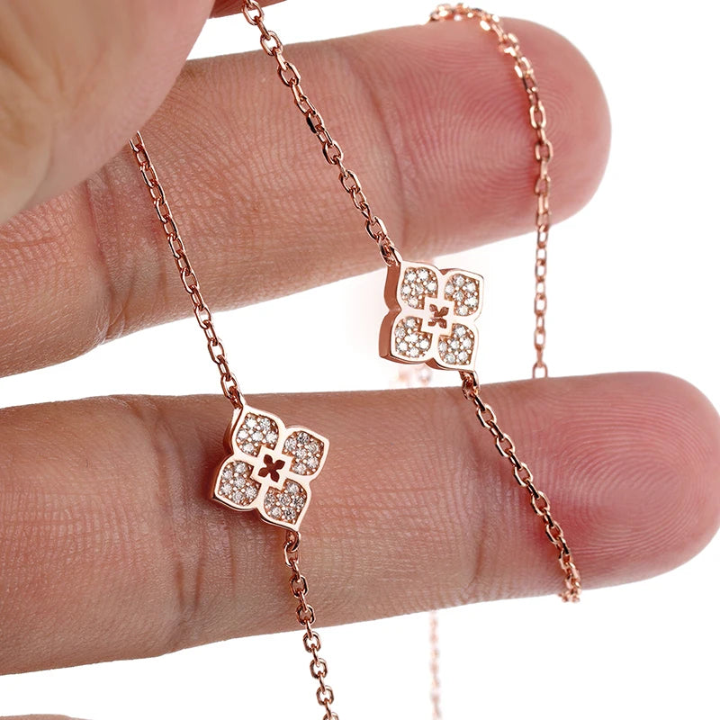 Smyoue 18k Plated Flower Moissanite Choker Necklace for Women Girls Neck Chain Sparkling 925 Sterling Silver Jewelry Pendant