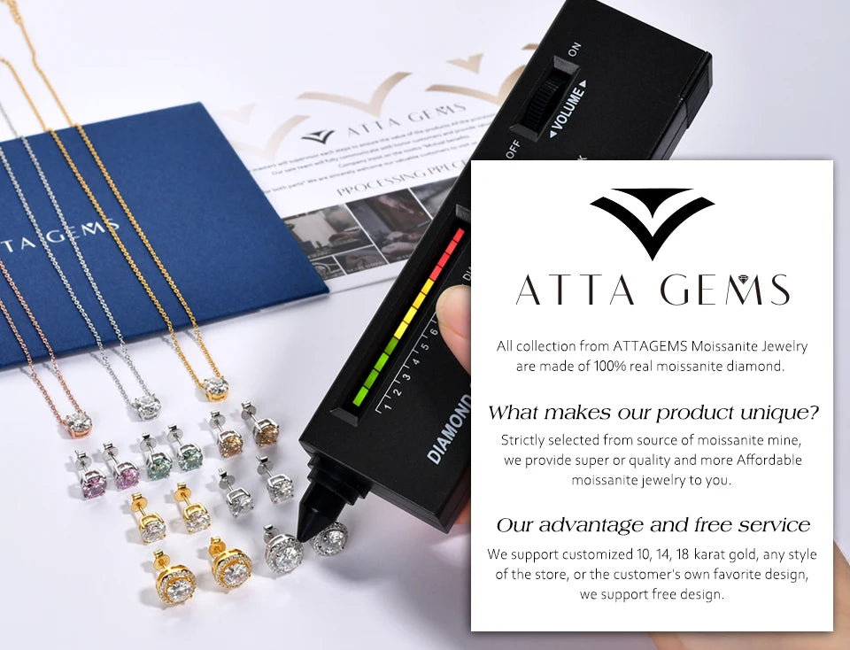 ATTAGEMS Blue Moissanite Women Rings Oval Cut 1.0CT Real S925 Sterling Silver Jewelry For Wedding Engagement Ring With Certified