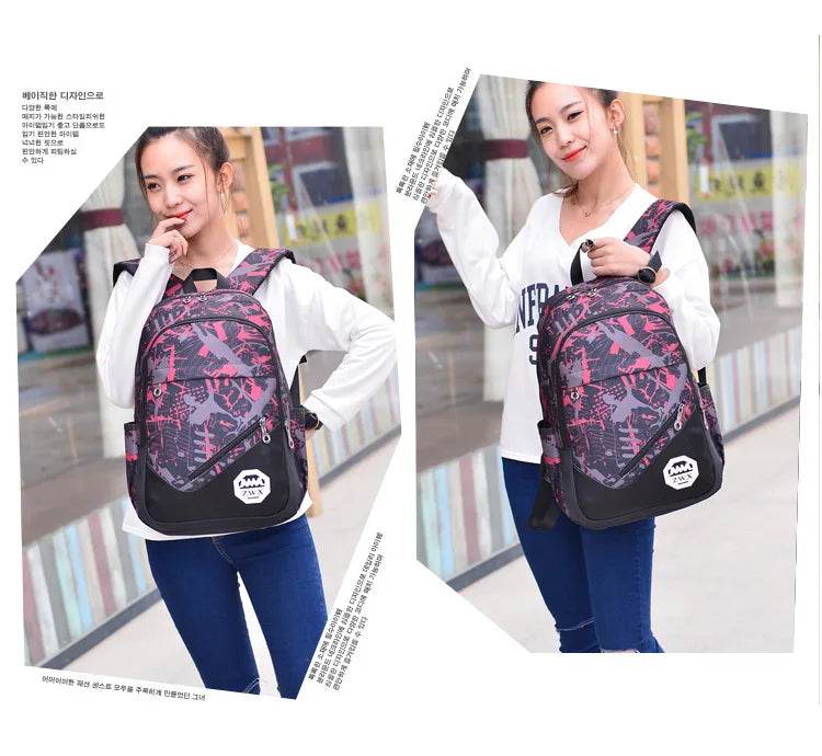 Waterproof travel laptop backpack children School Bags teenager Boys girls camouflage school Backpack set high School backpack - AIAZ