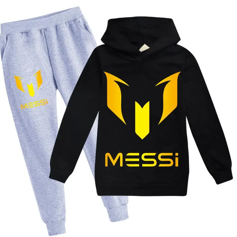 2024 New Argentine Football Superstar Messi Children Hoodie + Pants 2pcs Sets Kids Boys Girls Spring Autumn Fashion Tracksuits