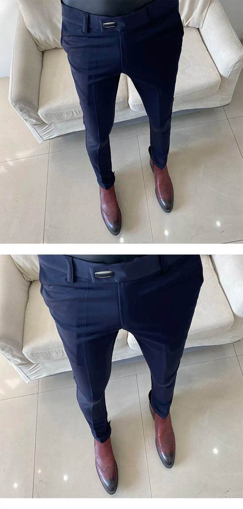 Men Dress Pants 2025 Autumn New Suit Pants Solid Business Casual Straight Slim Fit Trouser Formal Pantalones Hombre Men Clothing - AIAZ