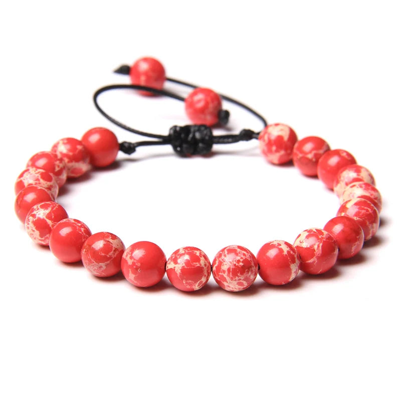8MM Stone Bead Braid Bracelets Minimalist Natural Carnelian Agates Jades Gem Woven Bangle Healing Jewelry Gift For Women Men