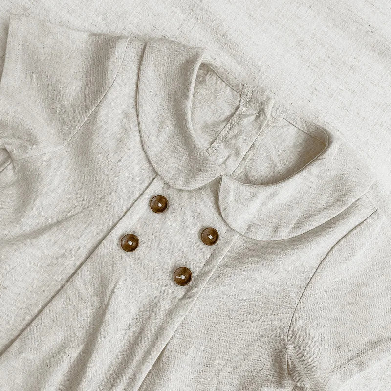 Summer Toddler Kids Stripe Bodysuit Boys Loose Turndown Collar Jumpsuit Girls Baby Thin Crawlwear Onesie Clothes One Piece