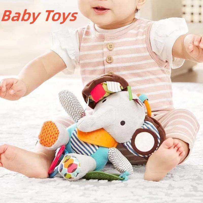 Montessori Baby Toys Kawaii Soft Plush Dolls Animal Strollers Pendant Toys for Newborn Boys Girls Toddler Birthday Gift - AIAZ