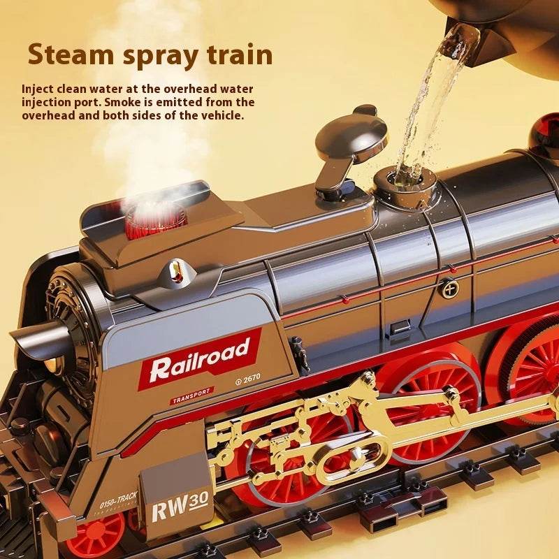 Electric Remote Control Steam Train Toy Green Children's Small Train Color Box Boy's Birthday Gift - AIAZ