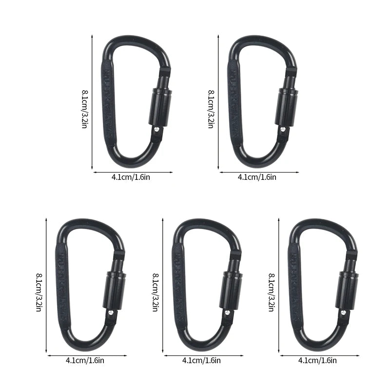 5pcs/set Tactical Carabiners Clips EDC Survival Climbing Carabiners Clip Quickdraw Clip Caribiner Hooks Karabiners Accessories