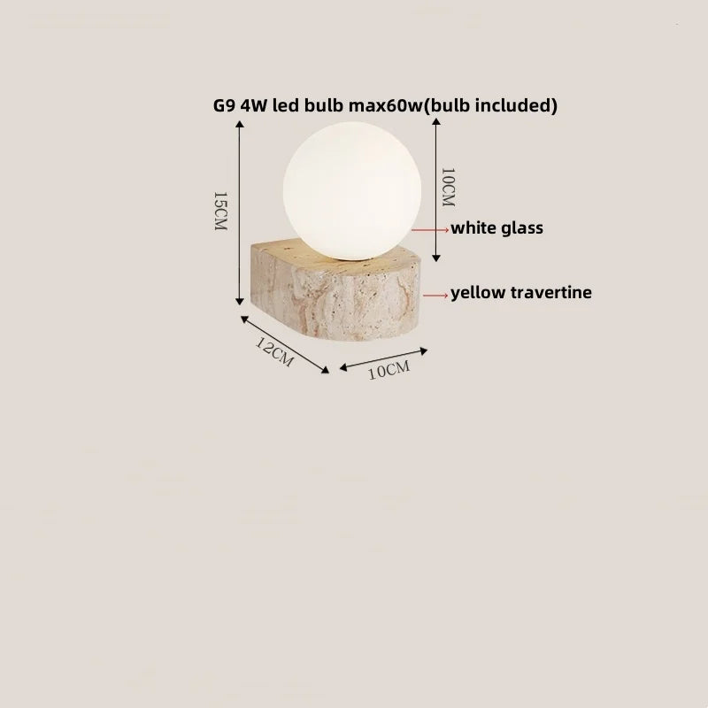 IWHD Yellow Cave Stone LED Wall Lamp Sconce Pull Chain Dining Room Coffee Nordic Modern Simple White Glass Stair Light Fixtures