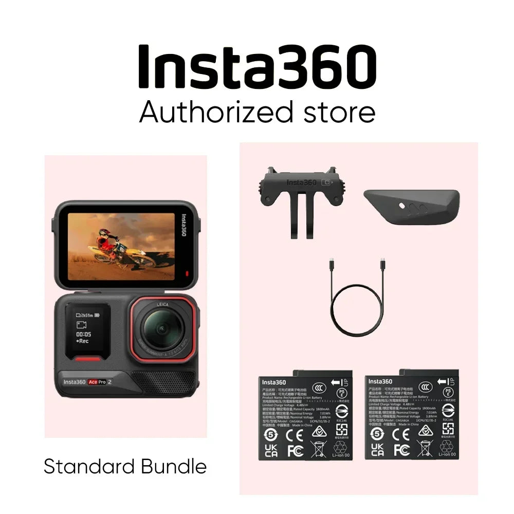 Original Insta360 Ace Pro 2 8K AI Powered Action Cam - Dual Battery Standard Bundle 360 derece aksiyon kamera  4k camera  go pro