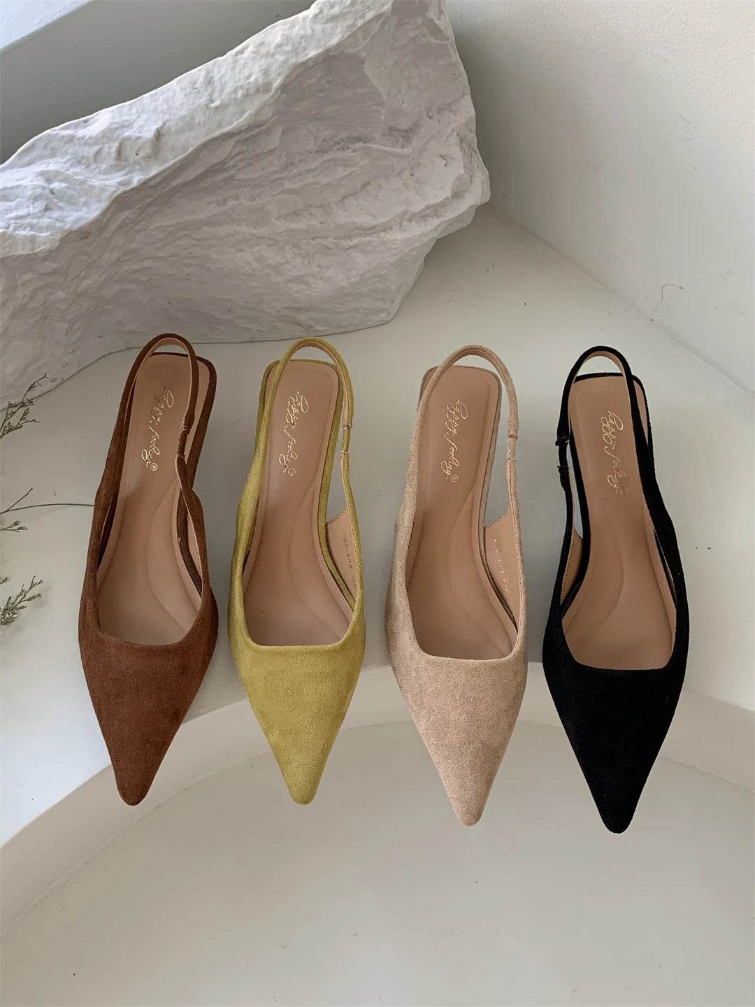 Bailamos Women Sandals Pointed Toe Elegant Low-heel Shoes Summer Fashion Slingback Woman Mules Shoes Pumps Dress Shoes - AIAZ