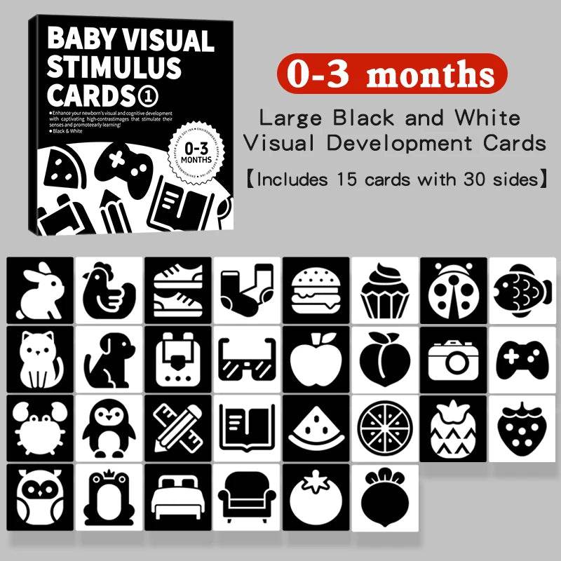 Baby Visual Stimulation Cards Montessori High Contrast Flash Card Infant Gift For Children Cognition Toy - AIAZ