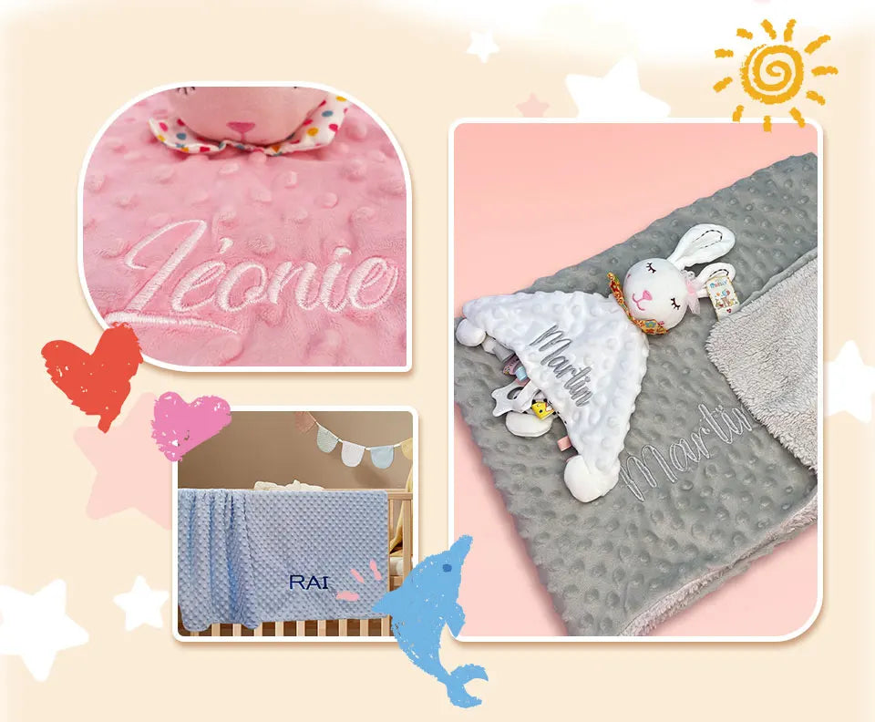 Personalized Baby First Name Cover Kids Custom Blanket Newborn Boy Girl Birthday Gift Swaddle Bed Toddler Stroller Crib Blanket