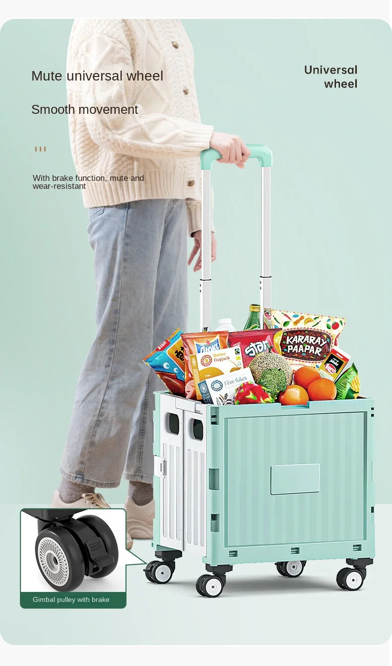 Multifunctional Camping Trolley Large Capacity Portable Folding Outdoor Storage Box Home Camping Push Box Camping Equipment