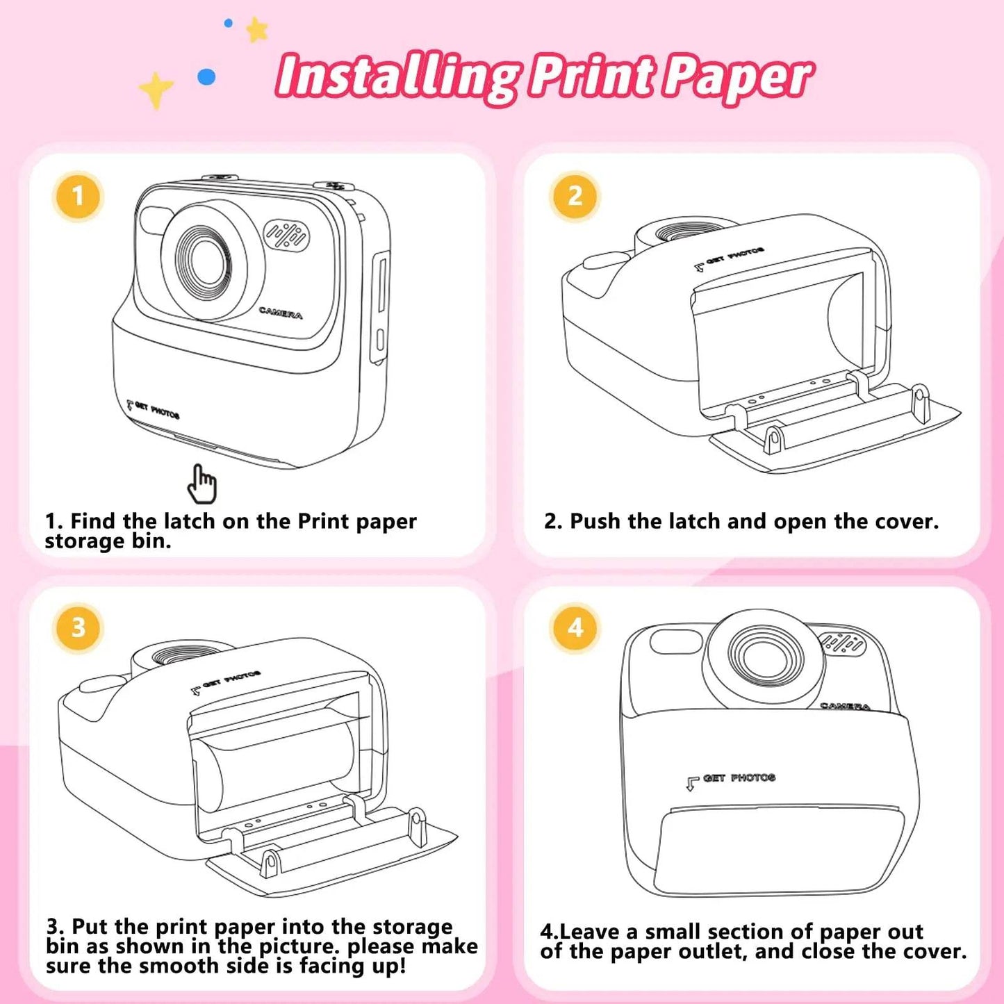 AMORUS Kids Camera Instant 1080P HD Dual Lens Selfie Digital Camera for Girls Boys Christmas Birthday Gifts Toys With 32G Print - AIAZ