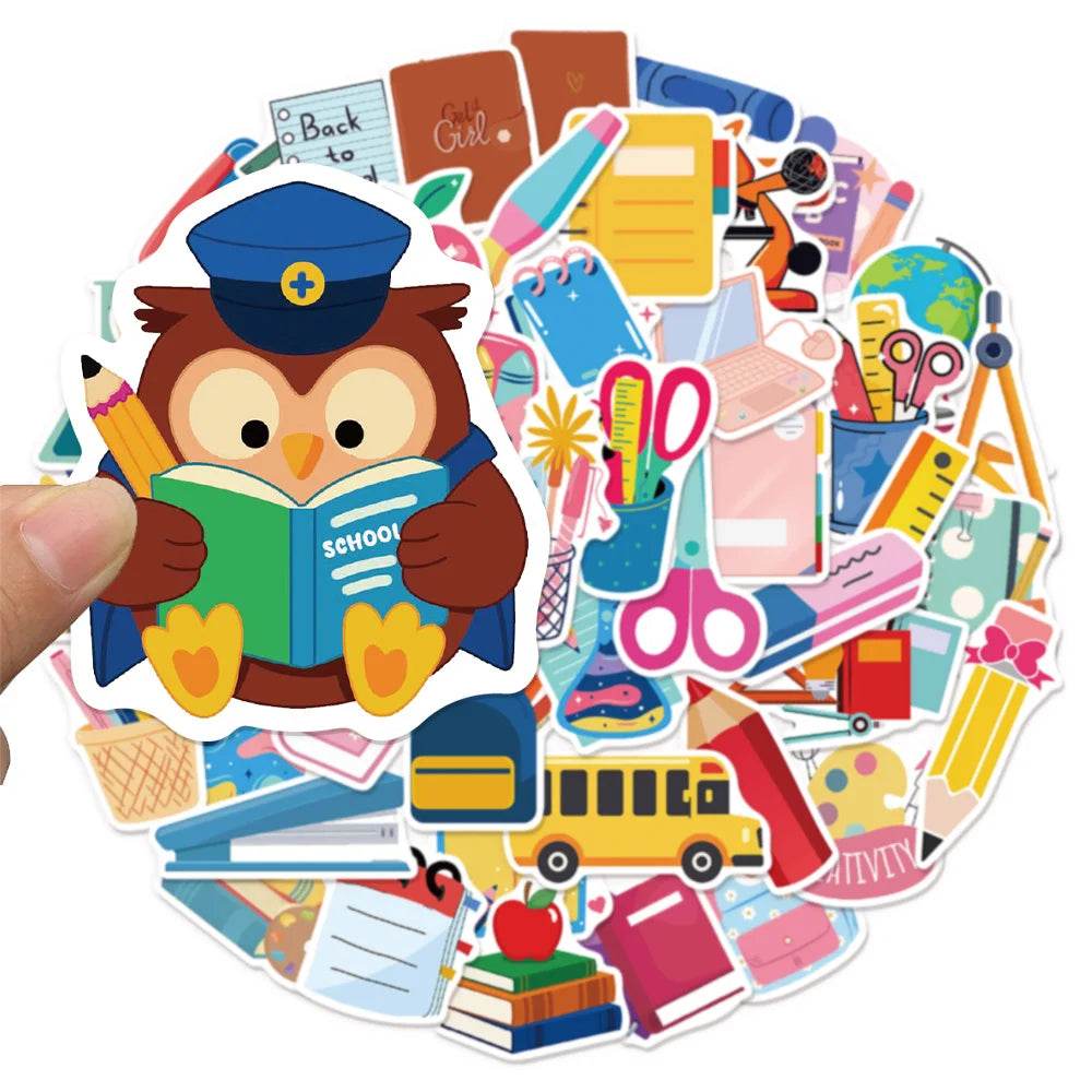 50PCS Back to School Student Supplies Graffiti Stickers DIY Luggage Speaker Water Cup Notebook Waterproof Stickers - AIAZ