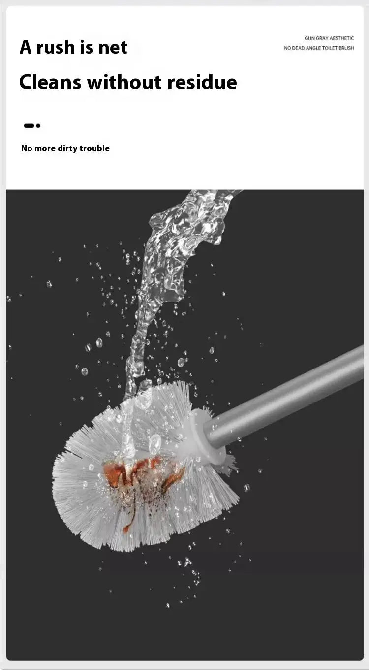 Toilet brush holder, no punching space aluminum wall-mounted toilet cleaning brush, easy to clean, toilet brush for bathroom