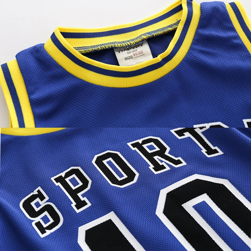 2025 Summer Boys Quick Drying Basketball Sportswear Set Kids Sleeveless T-shirt Vest+Shorts Two-piece Suit Children Sports Suit