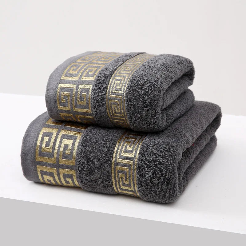 2pcs Set Black Bathroom Towel Sets 100% Cotton Embroidered Bathroom Towel Christmas Gift Sport Towel Sets Home Hotel Use 수건 세트