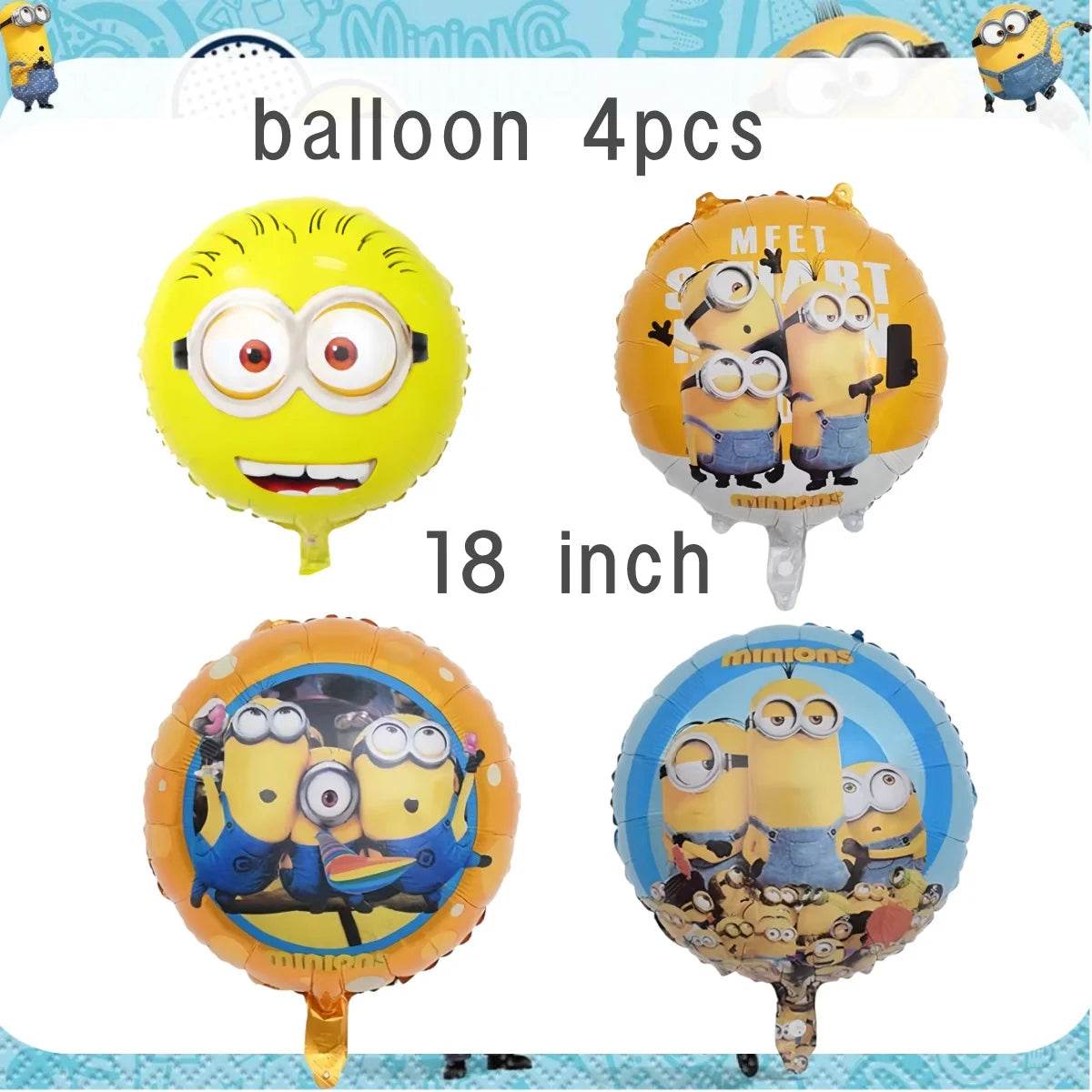Big Eye Yellow Man Birthday Party Supplies Set - Disposable Tableware Tablecloth Plate Cup Balloon for Boys & Girls Baby Shower - AIAZ