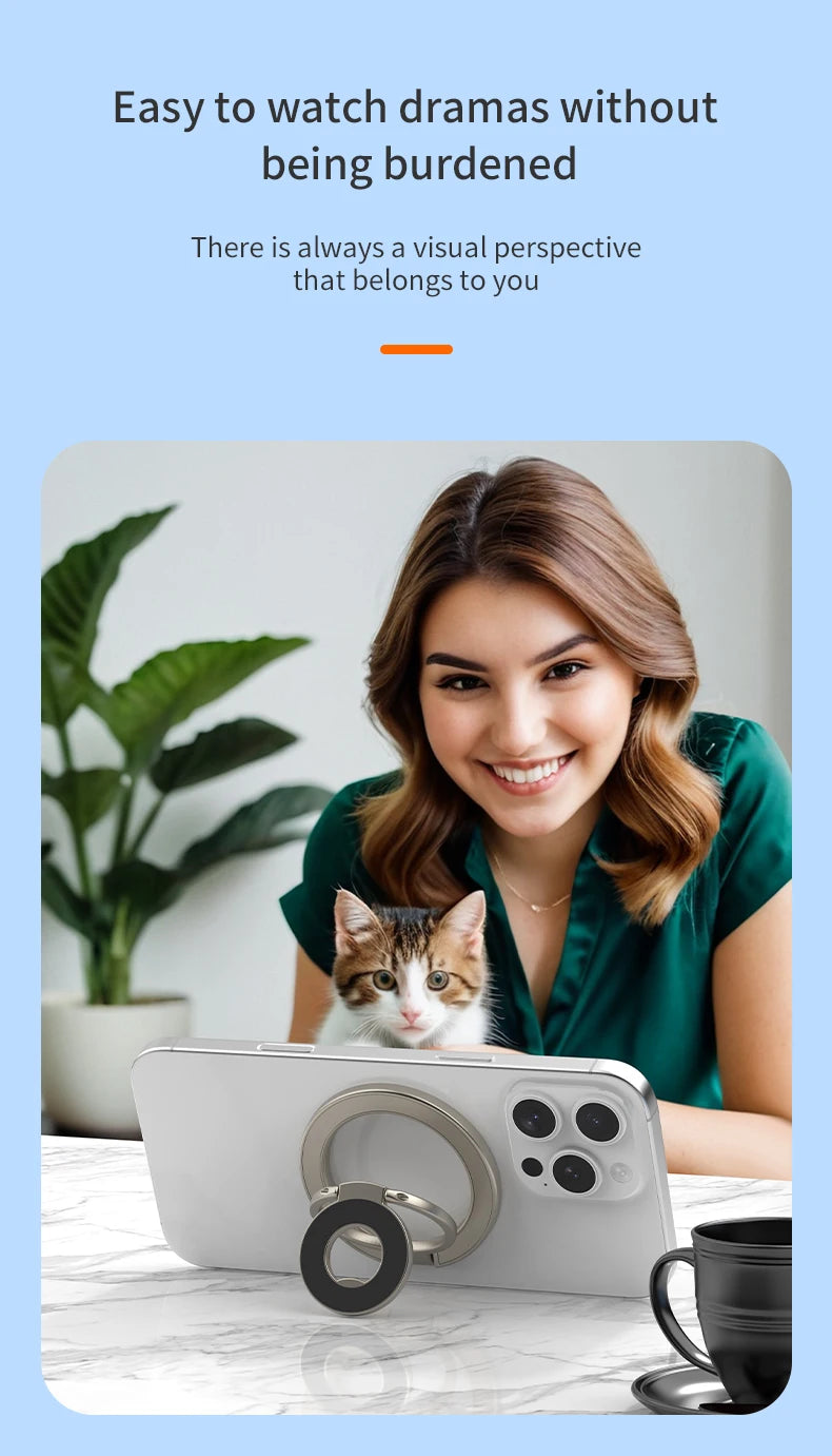 For MagSafe Double Sided Magnetic Phone Ring Holder Portable Folding Cellphone Stand Accessory Grip Bracket Support For iPhone