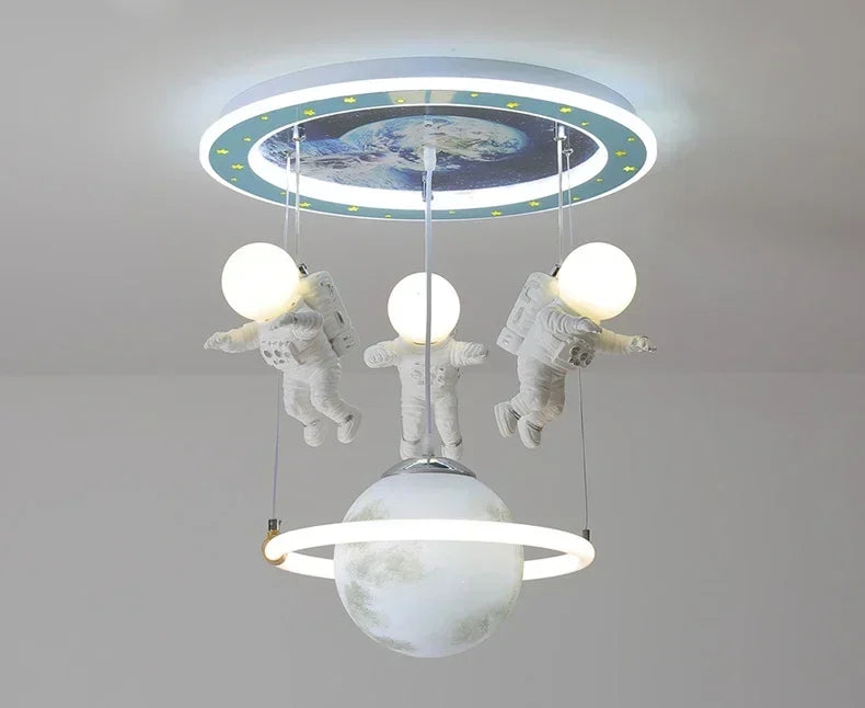 Hot Selling Creative Astronaut Children's Pendant Lights Cartoon Bedroom Lights  Decorative Lighting Fixtures Tri Colored Light