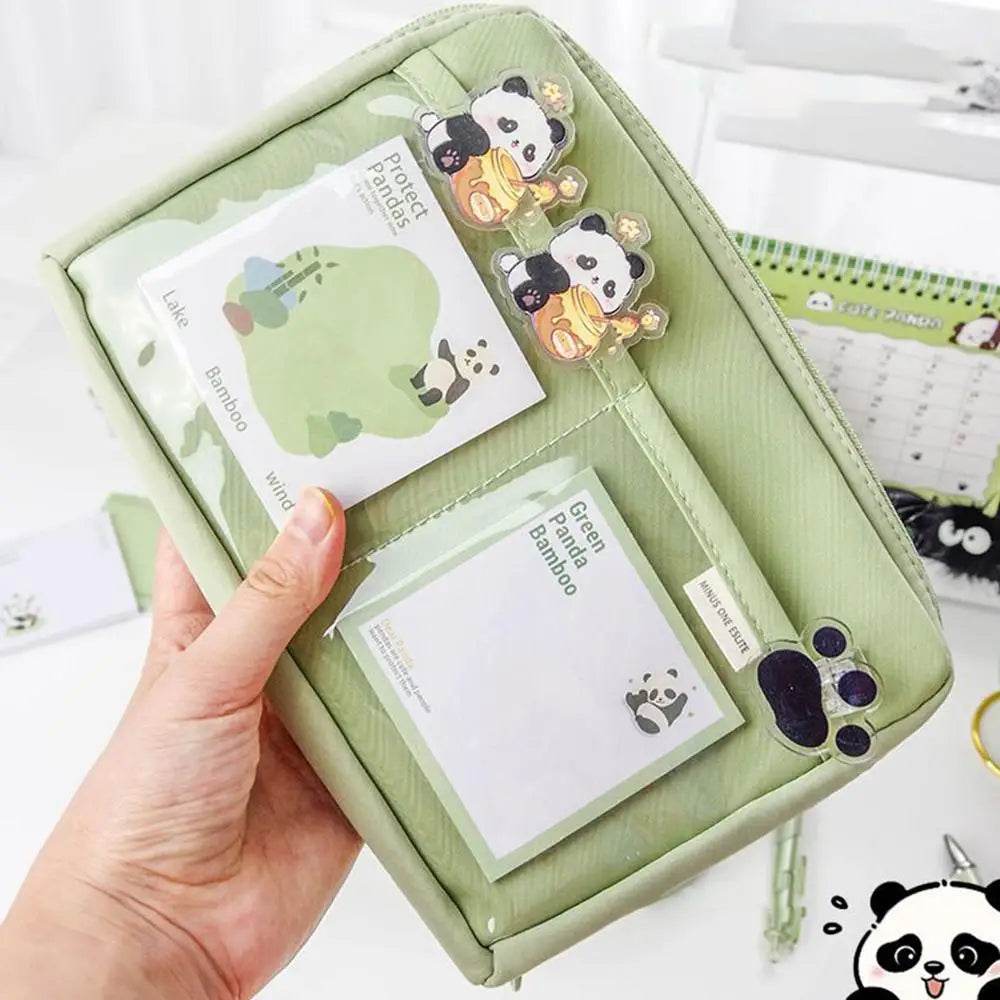 Panda School Supplies Set Cute Aesthetic Learning Stationery Set Writing Tools Accessories With Stickers Keychain Pencil Case - AIAZ