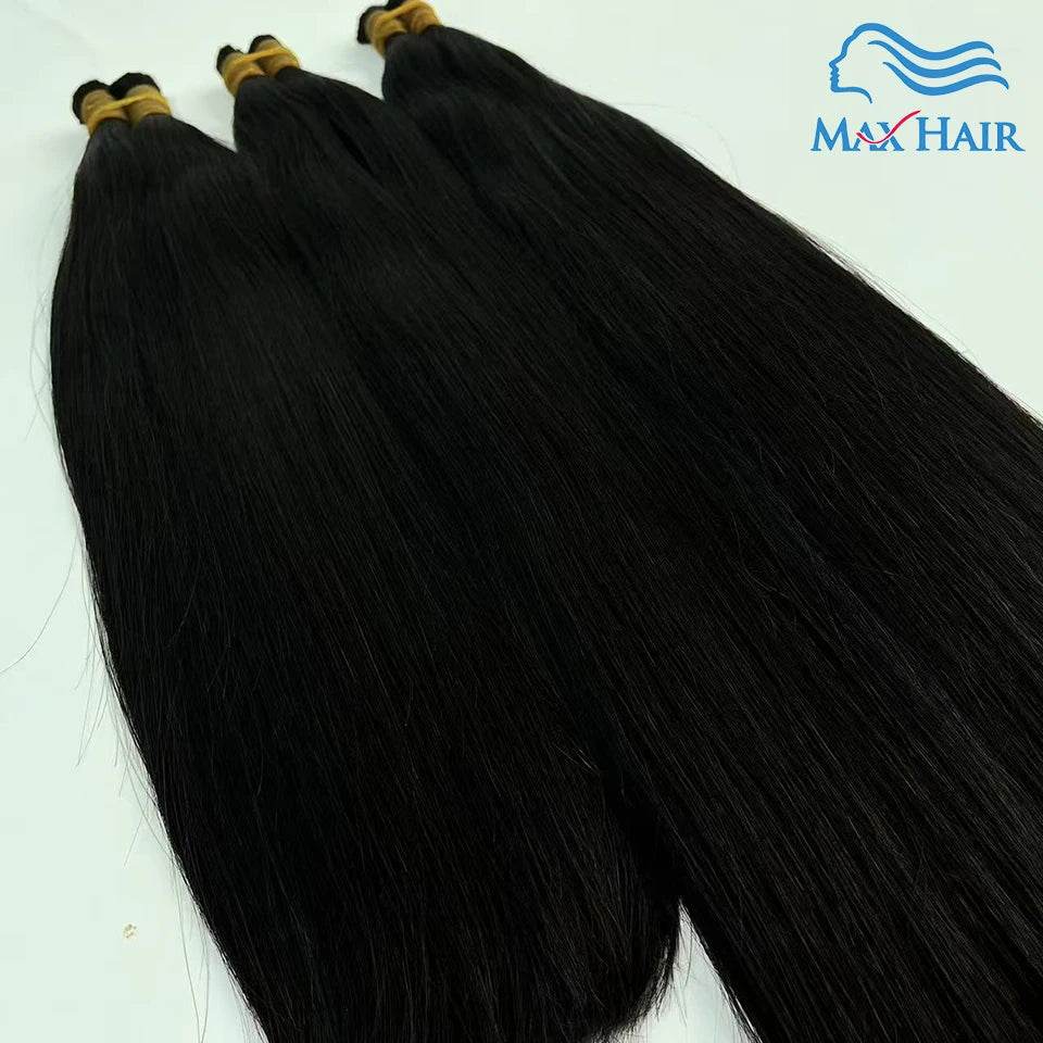 Double Drawn Human Hair Bulk For Braiding Straight Vietnam Indian Hair Vendor Virgin Bundles No weft Natural Hair 100% Extension - AIAZ