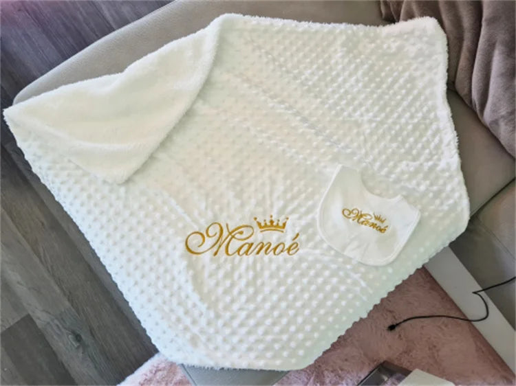 Personalized Bubble Minky Fleece Baby Blanket with Name DIY Custom Toddler Crib Stroller Blanket For Newborn Baby Birthday Gift
