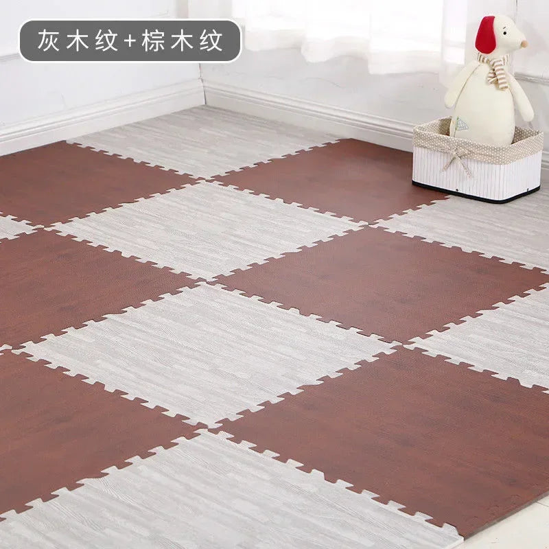 Wooden Baby EVA Foam Play Gym Puzzle Mat Interlocking Exercise Tiles Crawling Carpet for Kids Game Activity Soft Floor 30x30x1cm