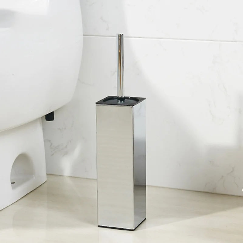Square toilet brush, 304 stainless steel floor-mounted toilet brush, bathroom toilet punch odor-proof long tube wall-mounted