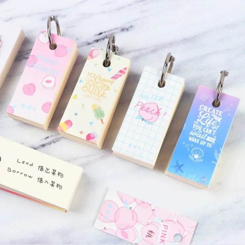 110 Sheets Lovely Mini Notebook School Supplies Stationery Vocabulary Writing Reciting Book Sticky Note Loose Leaf Memo Cards - AIAZ