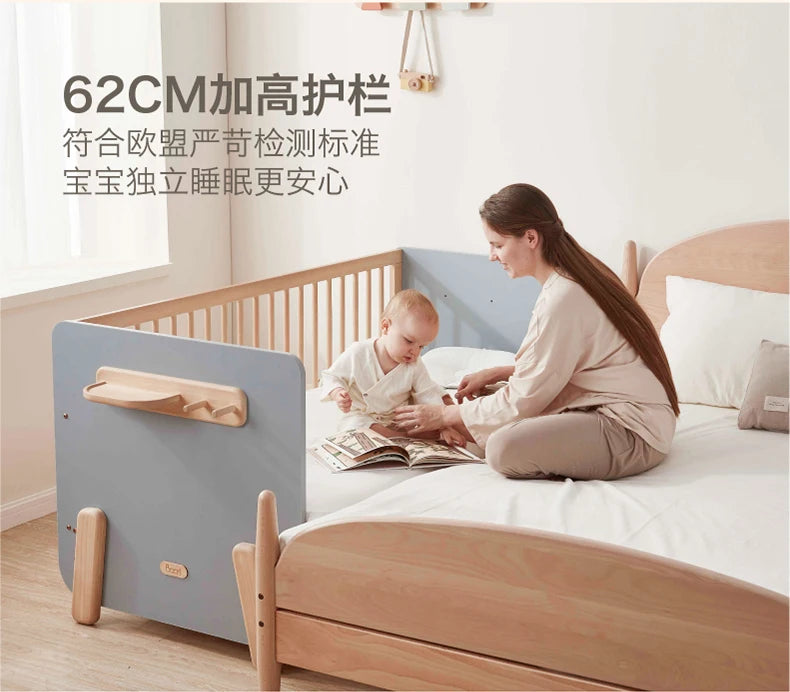 ZZ  Splicing Bed Children's Seamless Bedside Bed Widened Crib Adjustable High Guardrail Bed