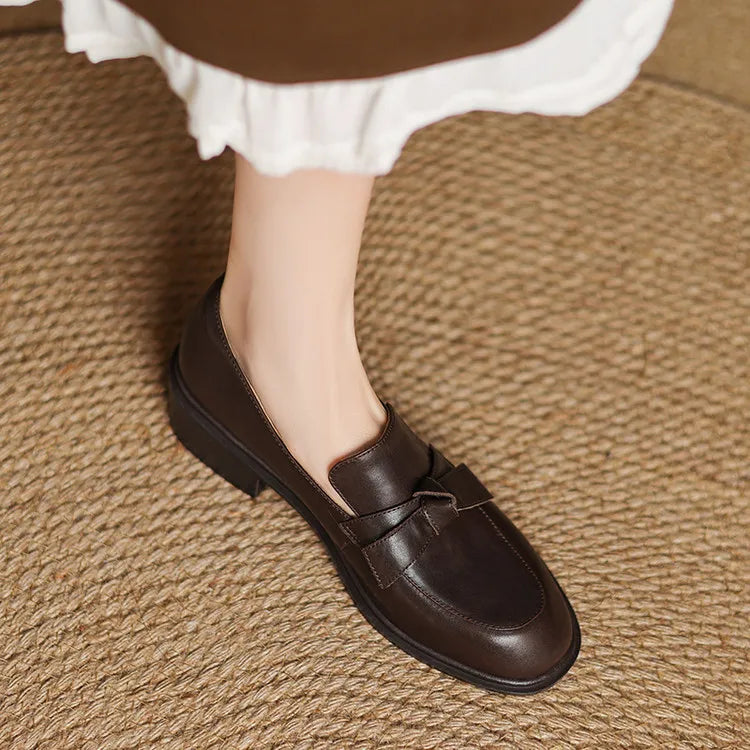 Dress Shoes Women Loafers Cow Leather Sheepskin Rubber Formal Business Suit Ladies 2025 Spring Autumn Handmade