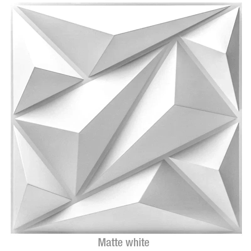 12PC 50x50cm 3d art plaster cut geometric diamond carved wood adhesive bottom wall 3d wall sticker 3d wall panel home decoration