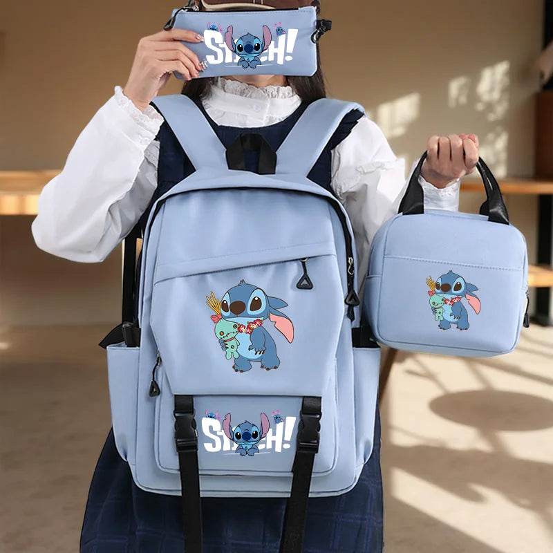 3pc Stitch Large Capacity Backpack Set, Tote Bag and Pencil Case with Adjustable Straps for Daily Commute and Back to School - AIAZ