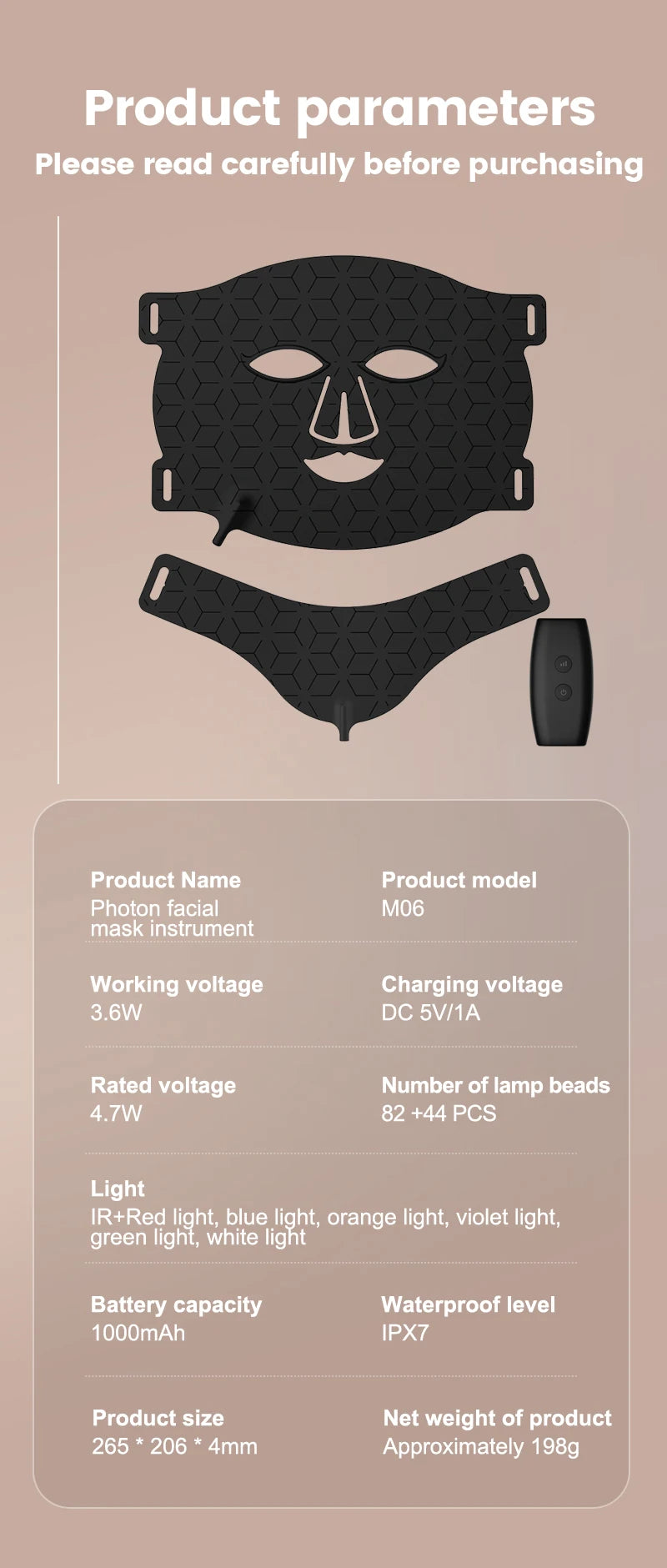 Photon Rejuvenation LED Mask Household Beauty  Red Light Face and Neck beauty equipment