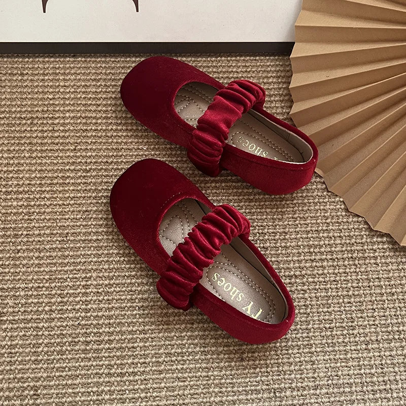 New 2025 Fashion Baby Girls Princess Band Shoes Shallow Velvet Infant Toddler Children Slip on Dance Shoes Soft Sole Flat Shoes