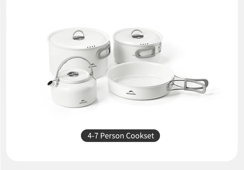 Naturehike Camping Cookware Ceramic Non-Stick Set Lightweight Portable Tableware Kettle Frying Pan Pot Cookset Kitchen Utensils
