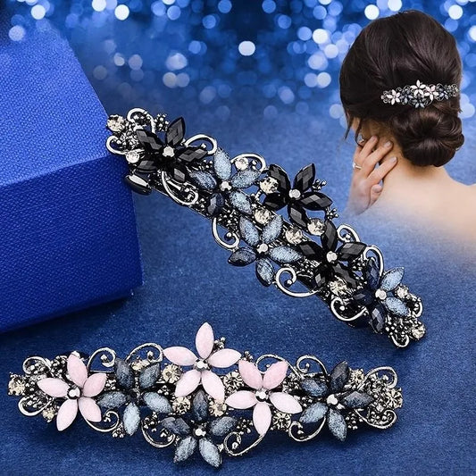 The new Korean version of the crystal flower spring hairpin elegant rhinestone wild ponytail hairpin women's hair accessories