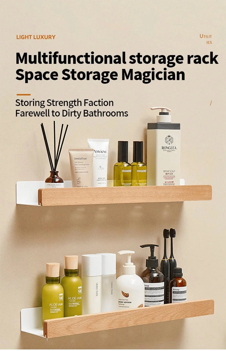 Wooden living room bathroom shelf wall mounted bathroom toilet sink shelf wall storage rack Kitchen shelf storage