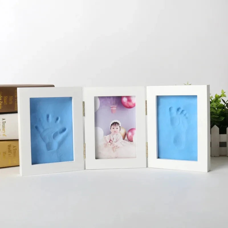 New Baby Handprints Footprints Hands Feet Mold Maker Baby Photo Frame With Cover Fingerprint Mud Set Baby Growth Memorial Gift