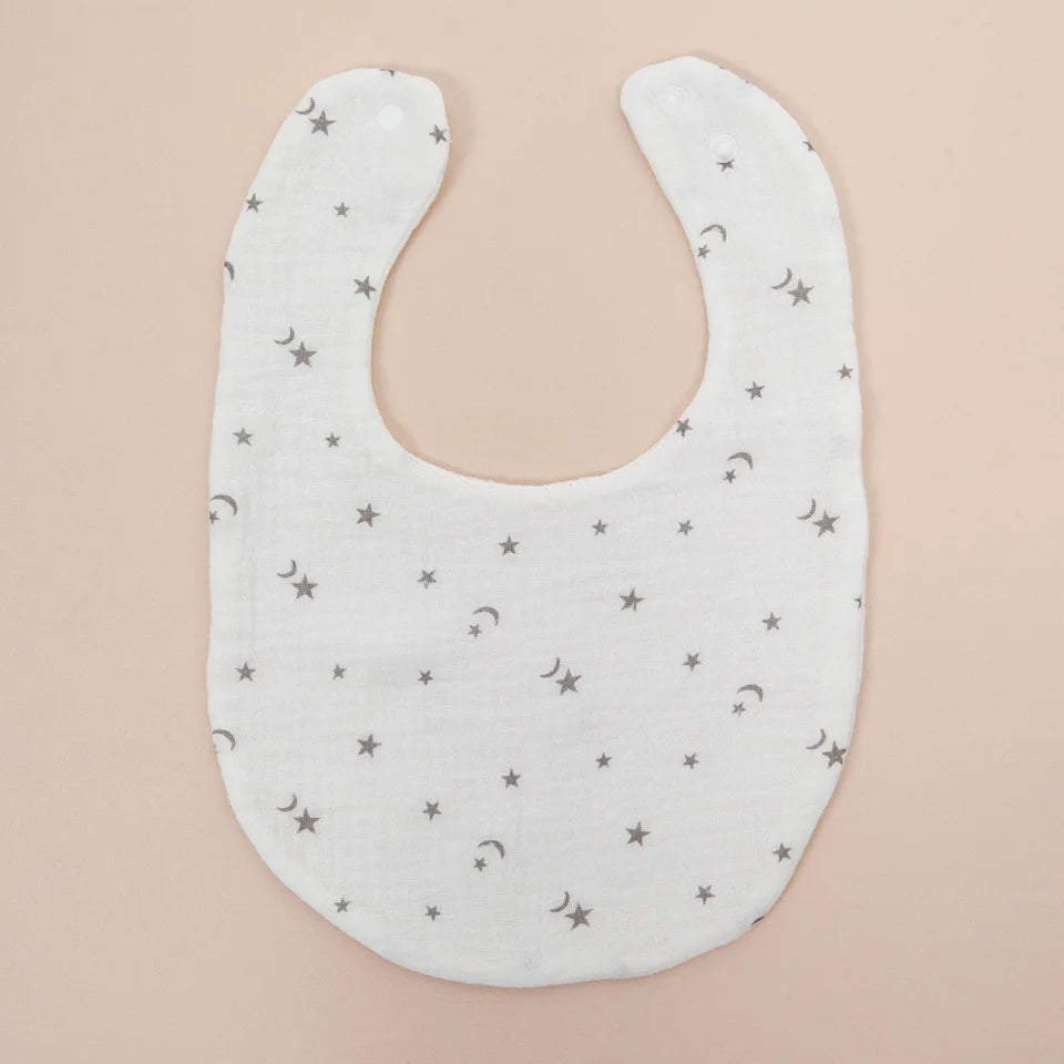 2Pcs/Set Baby Bibs Reusable Saliva Towel Good Absorption Soft 100% Cotton Gauze Cartoon Print Adjustable Baby Feeding Bibs