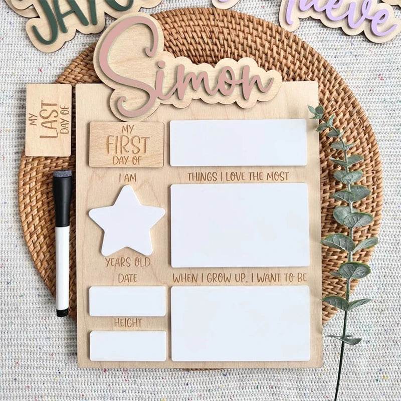 Personalised First and Last Day of School Signs Back To School Photo Props First Day of School Plaque - AIAZ