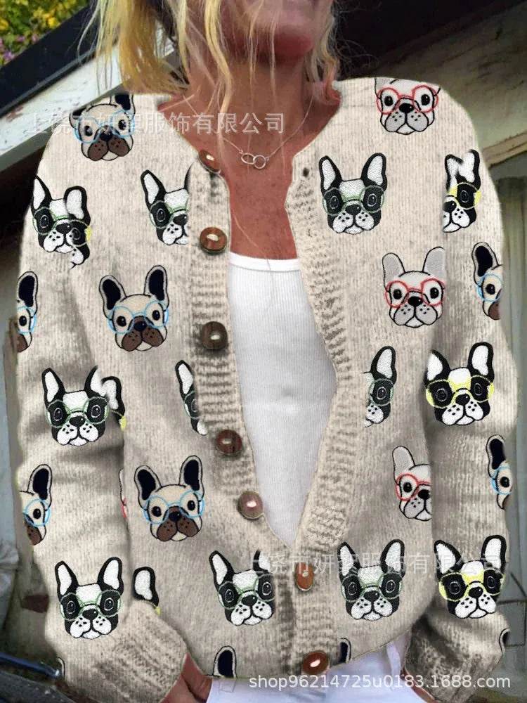 Women Cardigan Knitted Sweater Color Block Long Sleeve Plush Lining Jumper Cardigans Casual Streetwear Fashion Coat - AIAZ