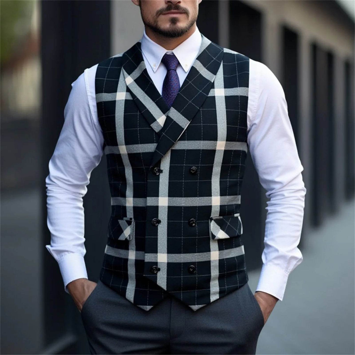 2025 Men's Spring Casual Single Button Suit Vest V Neck New Style British Men's Suit Vest Waistcoat Formal Business Suit Vest - AIAZ