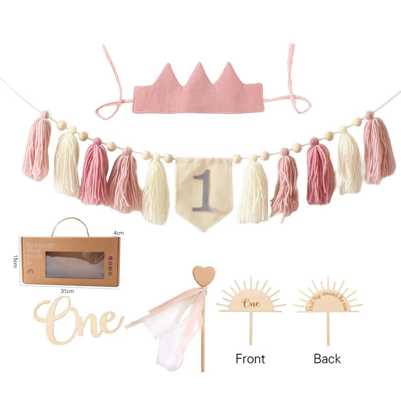 Let's Make Happy Birthday Banner Handmade Tassel Pendant First Boys Girl Baby Shower Birthday Party Balloon Decoration Supplies