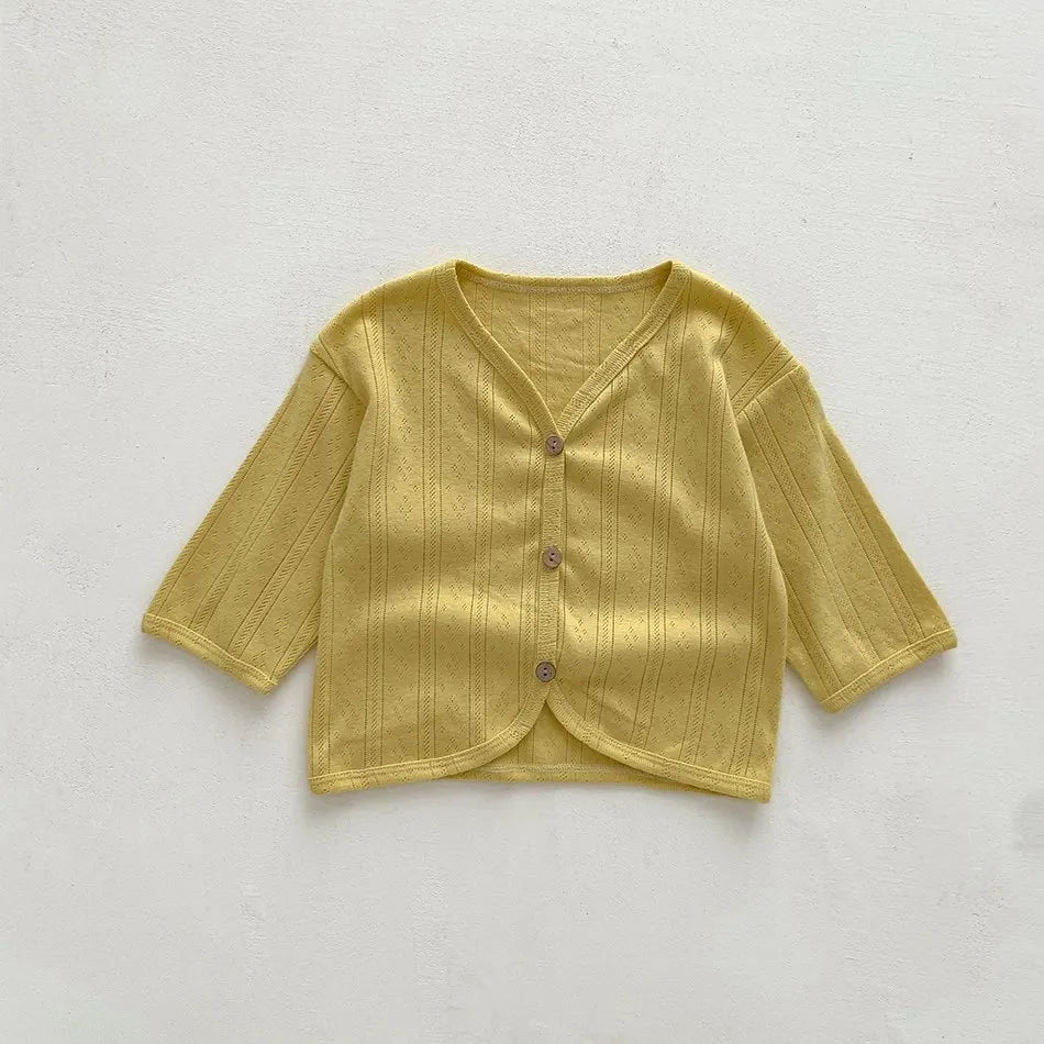 Kids Clothes Toddler Summer Jacket Infant Korean Casual Tops Boys Girls Lightweight Long Sleeve Outerwear Solid Color Cardigan