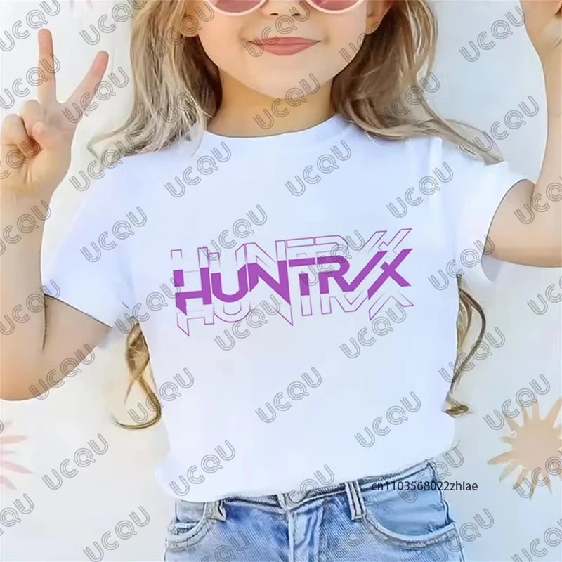 2025 Movie KPop Demon Hunters Graphic Printed Children T-shirt Summer Short Sleeve Tees Casual Loose Girl Boy Clothes Kids Tops