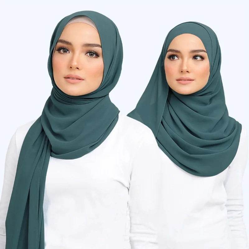 Muslim Chiffon Hijab Scarf Women Long Solid Color Head Wrap For Women Hijabs Scarves Ladies Muslim Veil Jersey Hijabs - AIAZ