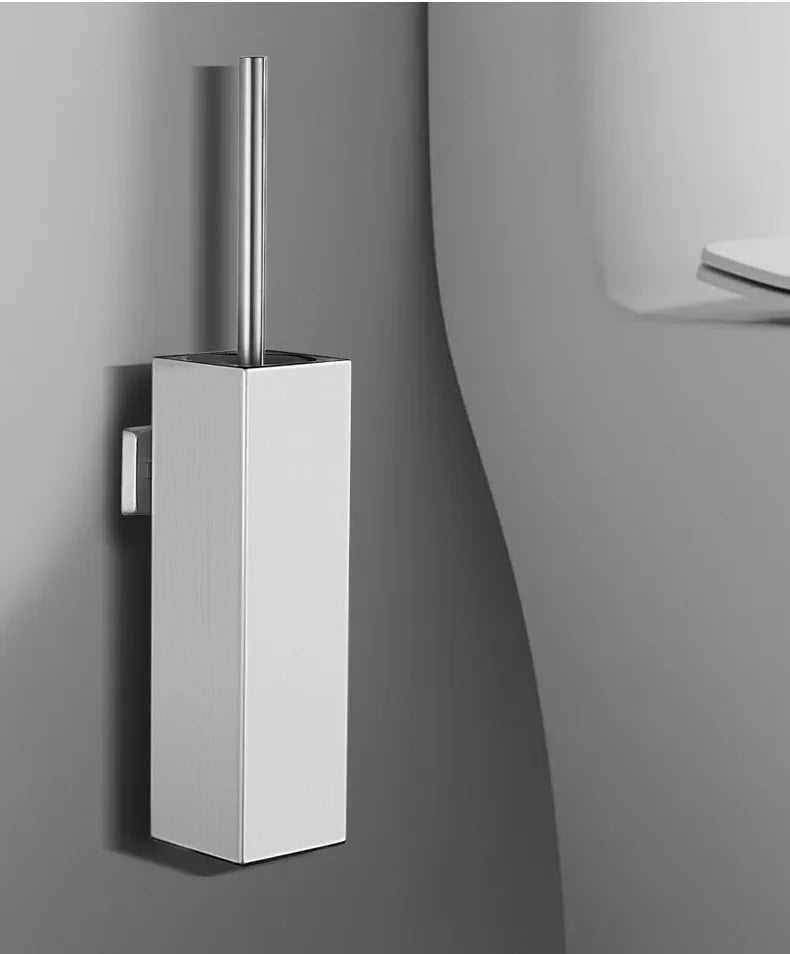Square toilet brush, 304 stainless steel floor-mounted toilet brush, bathroom toilet punch odor-proof long tube wall-mounted