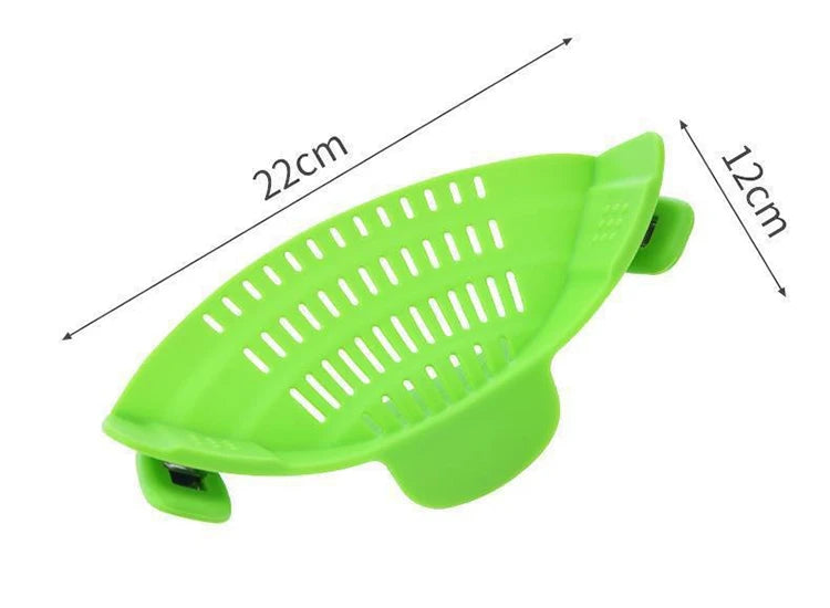 Adjustable Silicone Clip-On Kitchen Strainer for Pots Pans and Bowls Handheld Pasta Strainer Rice Strainer Kitchen Tools